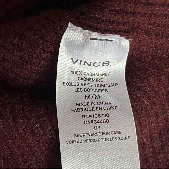 Vince Burgundy Asymmetrical Cashmere Sweater - Picture 8 of 10